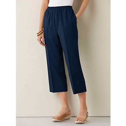 Style Spot Women Ladies Summer Three Quarter Capri Cropped 3/4 Pants 2 Side Pockets Stretch Fit Elasticated Waistband Trousers