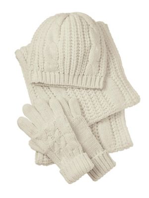 cream hat and gloves set
