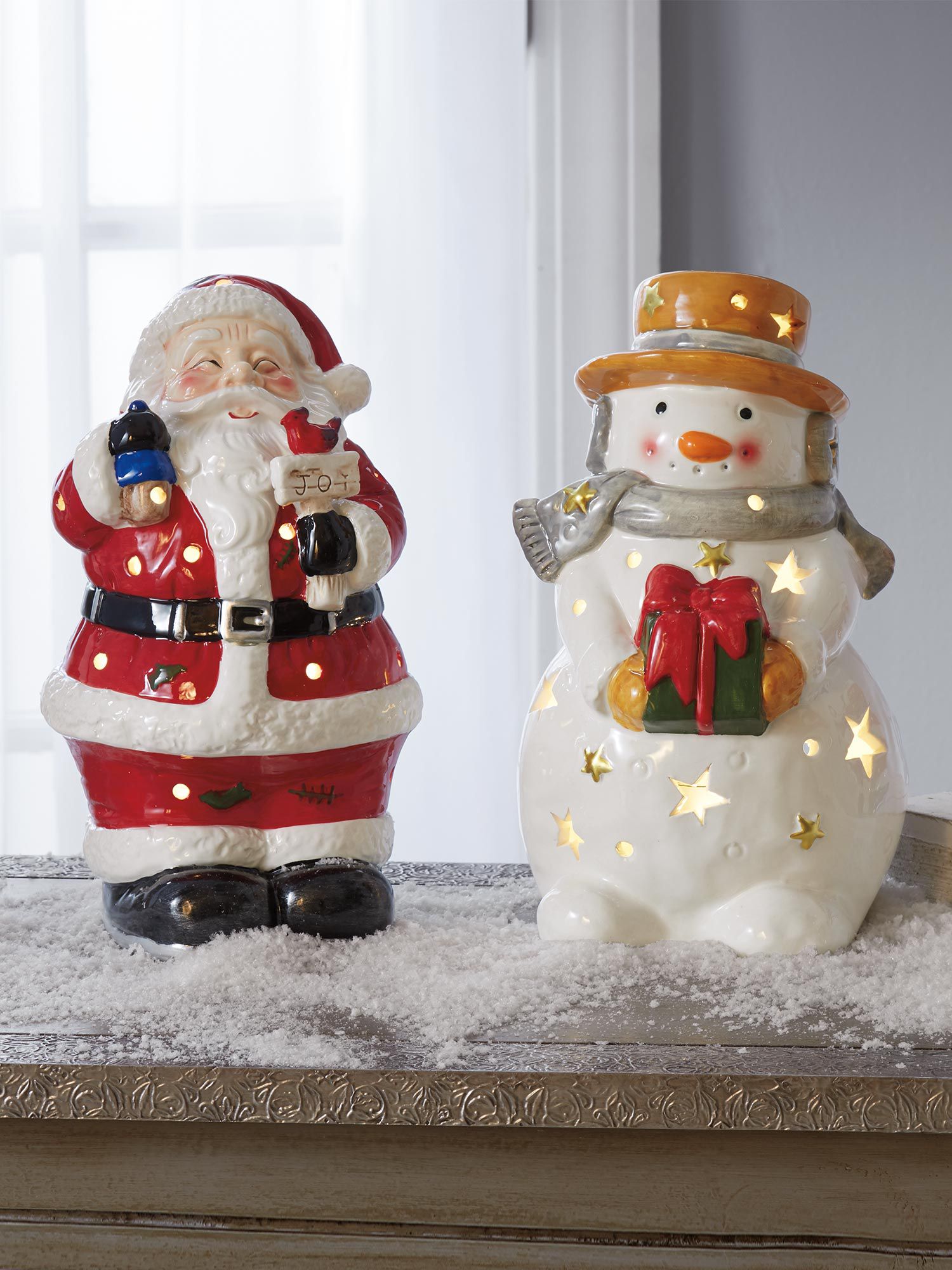 4.1 Porcelain LED Santa/Snowman set 