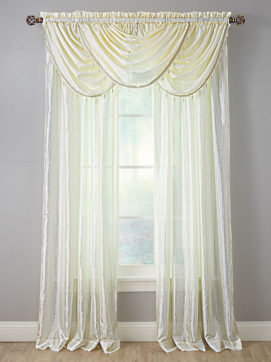 whisper crushed satin window curtains waterfall window valance with bead trim id=f0c66f034cee42a0aae7b368b4d414e9