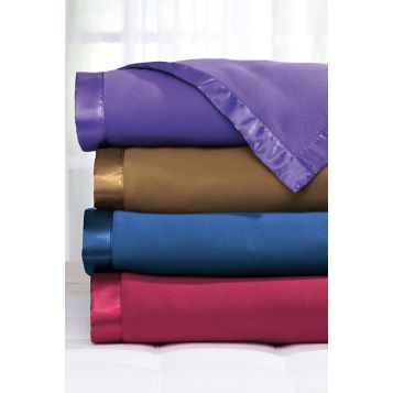 Haband Fleece Bed Blanket With Satin Trim