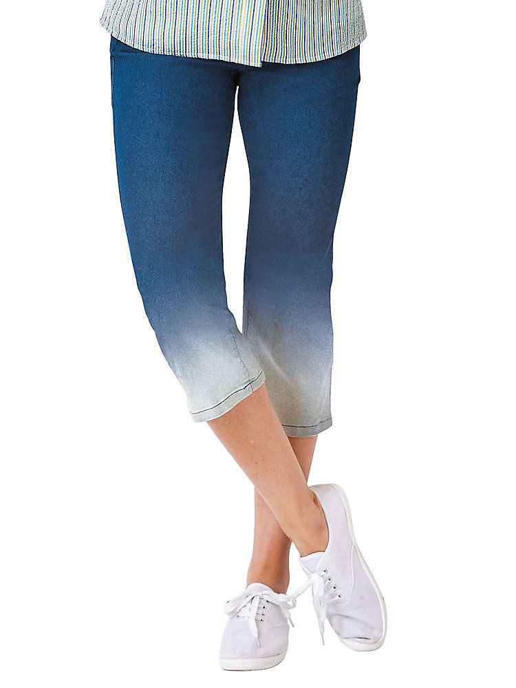Haband 5 Pocket Stretch Capris with Back Elastic, Print