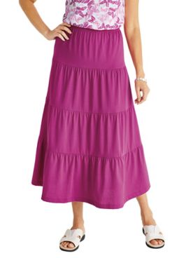 Haband Women’s Jersey-Knit Tiered Midi Skirt