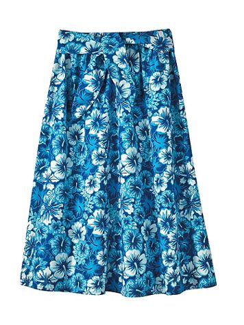 Haband Women’s Tie Front Cotton Midi Skirt with Elastic Waist, Print - Image 1 of 3
