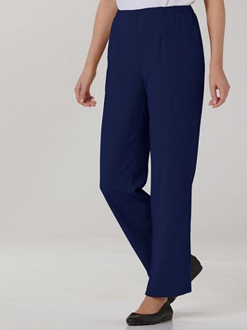 Textured Stretch Crepe Straight Leg Pull-On Pants - Image 1 of 6
