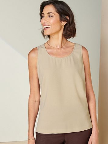 Textured Stretch Crepe Tank Top