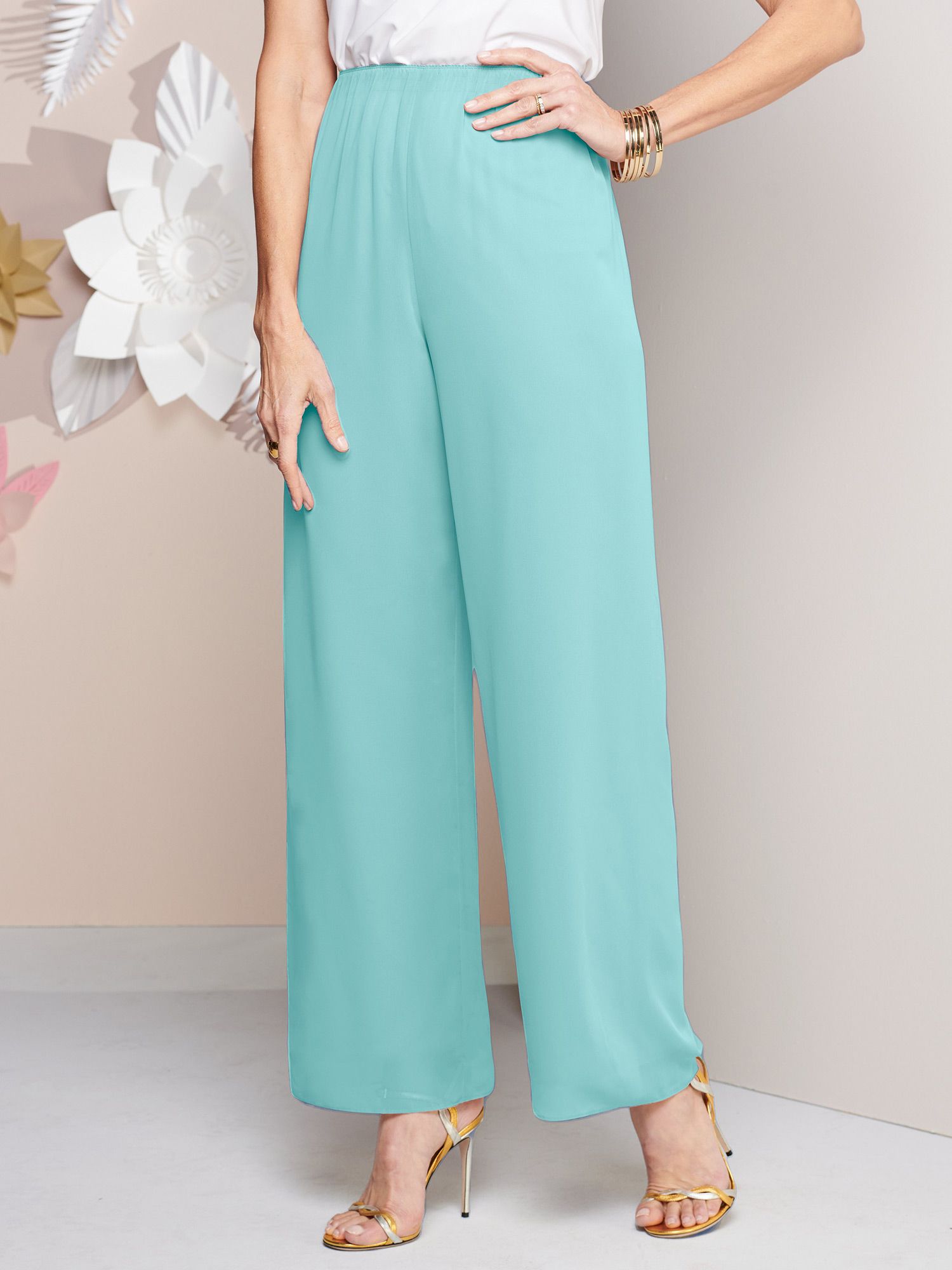 Alex Evenings Special Occasion Chiffon Pull-On Pants