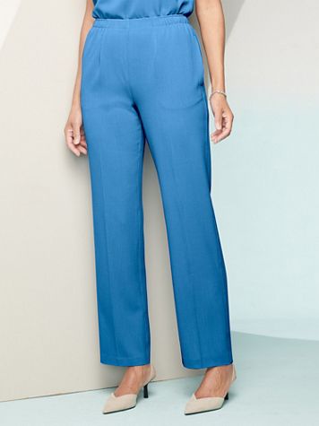 Look-of-Linen Straight Leg Pull-On Pants
