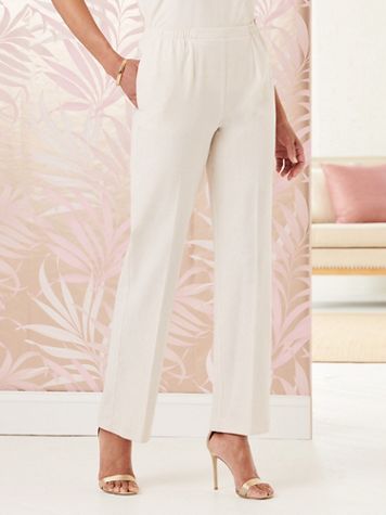 Look-of-Linen Straight Leg Pull-On Pants - Image 1 of 10