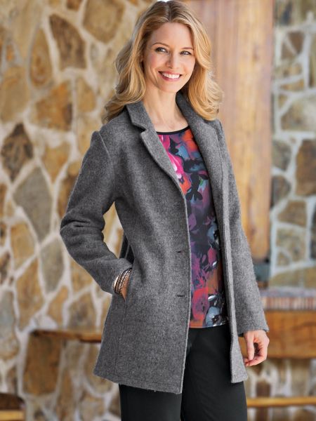 Women's Longer-Length Boiled Wool Jacket | Norm Thompson