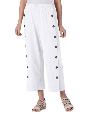 Sahara Side-Button Cotton-Knit Cropped Pants - Image 1 of 8