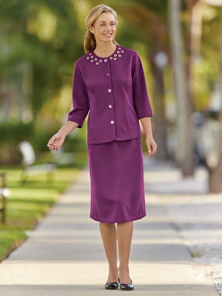 Knit Skirt Suit with Grommets | Old Pueblo Traders