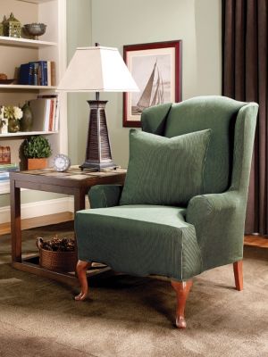 Stretch Striped Wing Chair Slipcover | Yakinder