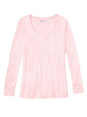 Ladies' Long Sleeve Scoop Top in Heavyweight Washable Silk - Image 1 of 4