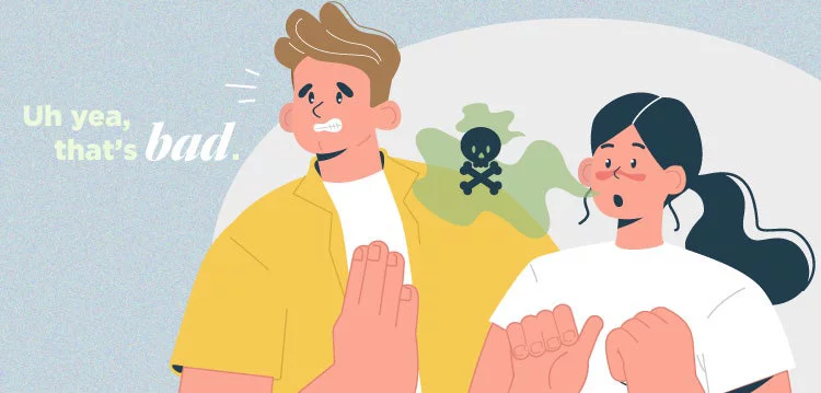 Man commenting on a woman's breath