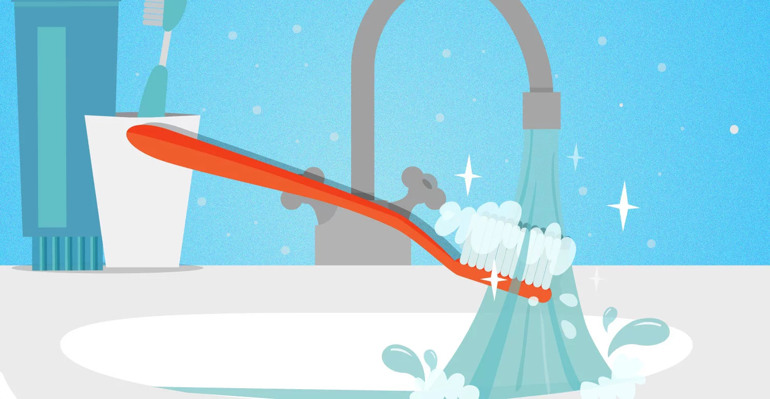 Toothbrush under running water