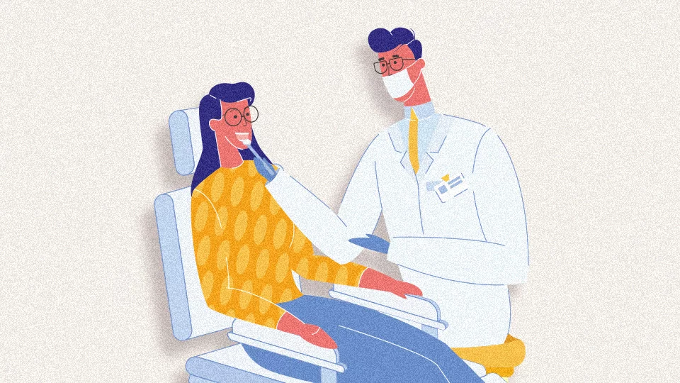 patient smiling and dentist