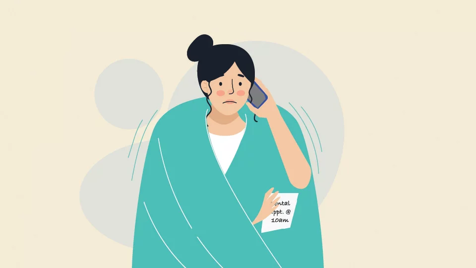 Female covered up due to being under a cold