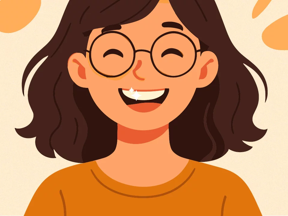 Girl smiling with sparkly teeth