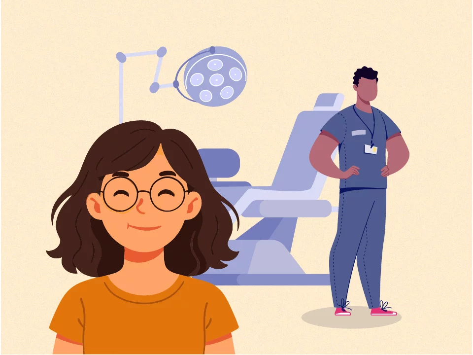 Girl at dentist office