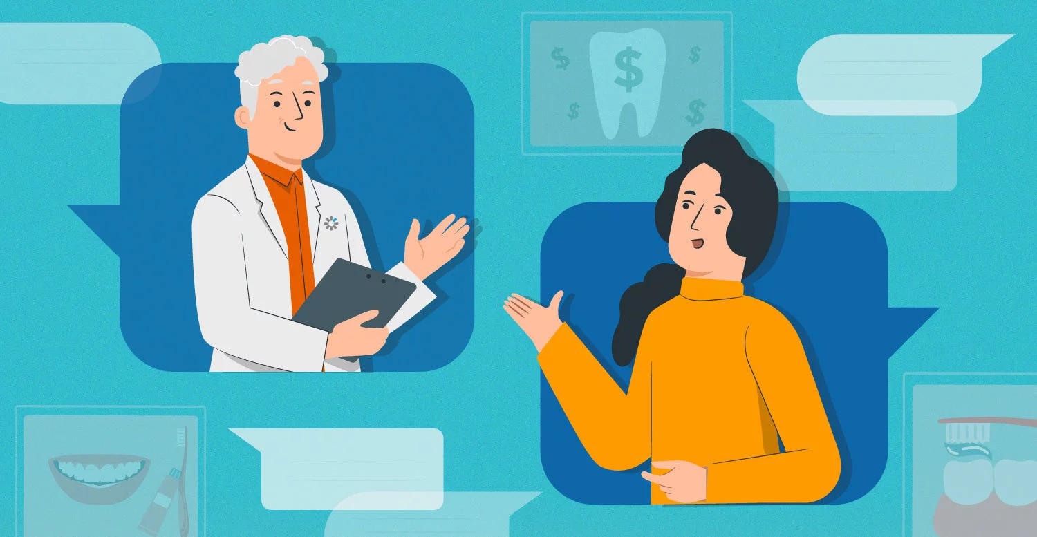 Woman speaking with a dentist