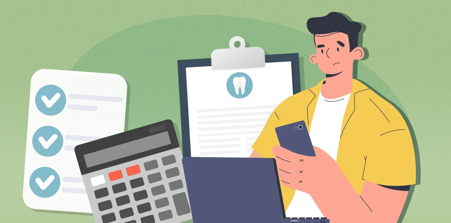 Man calculating dental costs