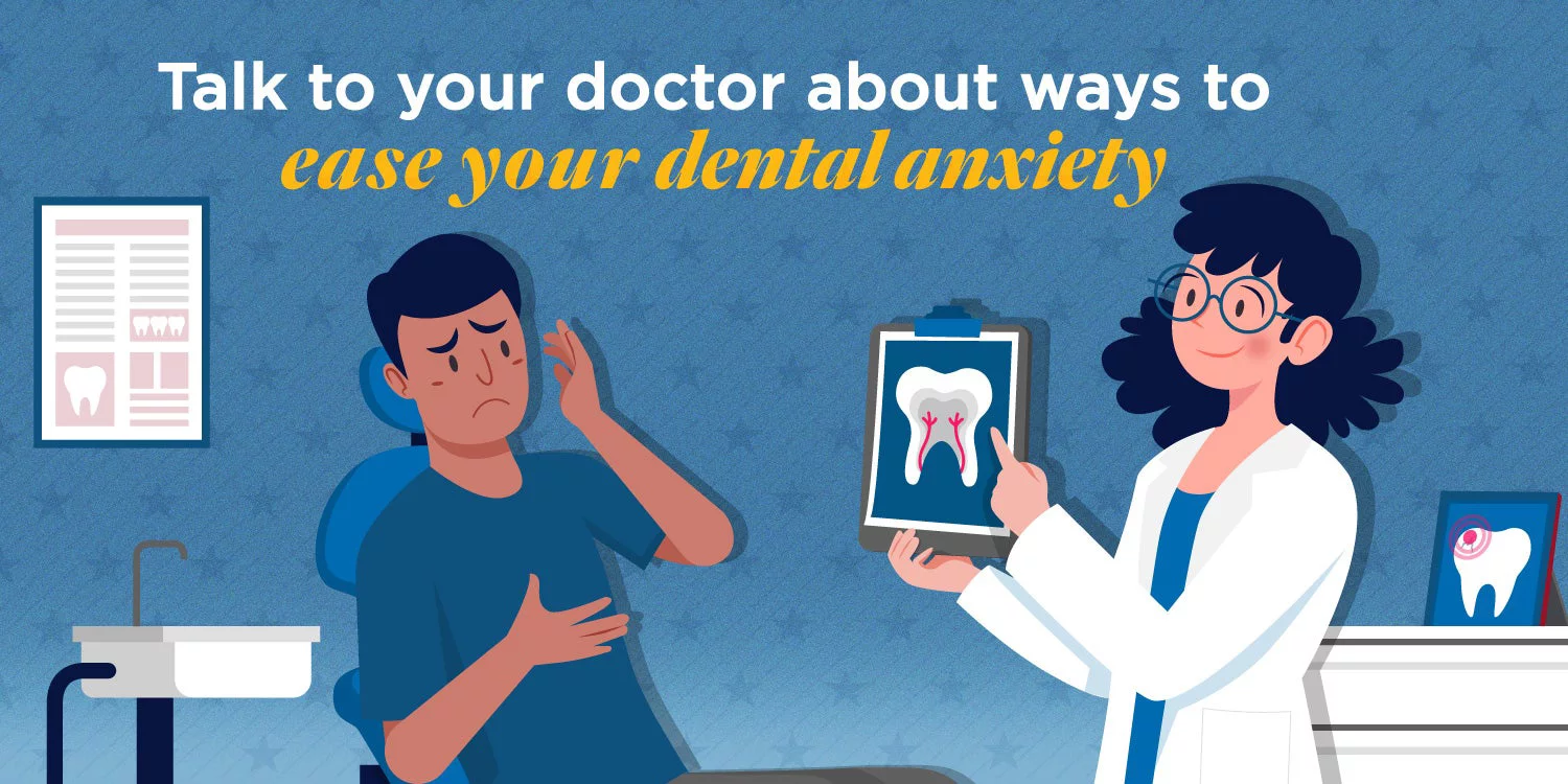 Dentist showing xray of tooth to patient