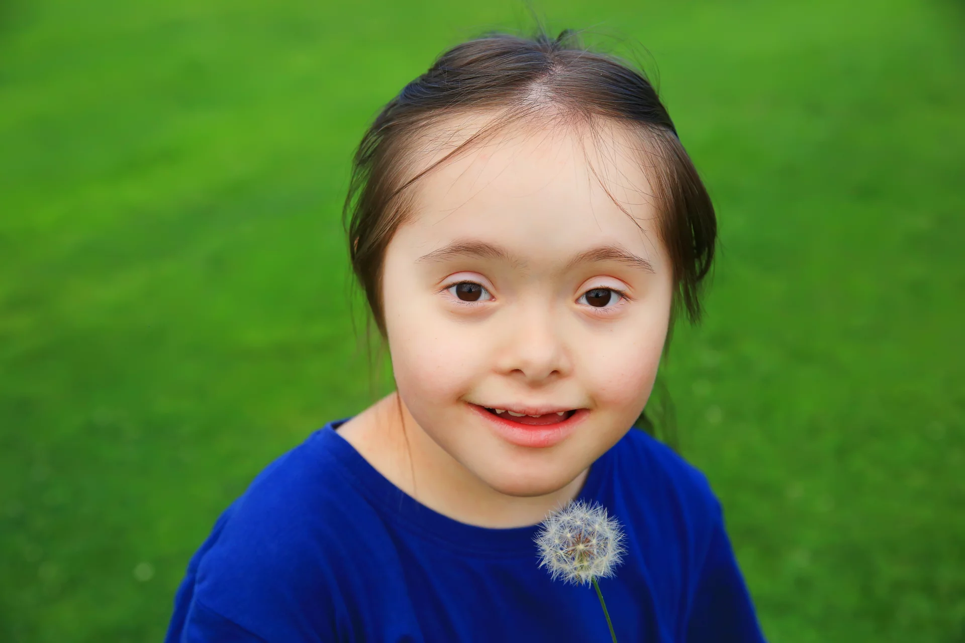 Little girl with dandelion