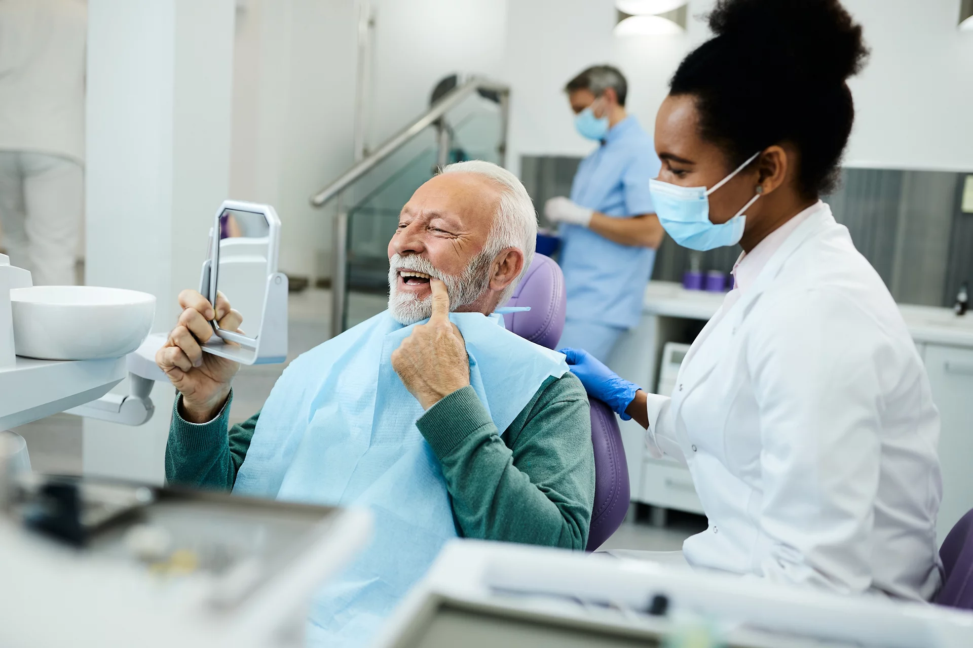 Older man at dentist