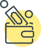 a wallet with money coming out of it