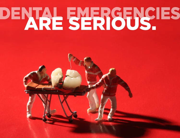 Cracked tooth being carried away. Dental emergencies are serious.