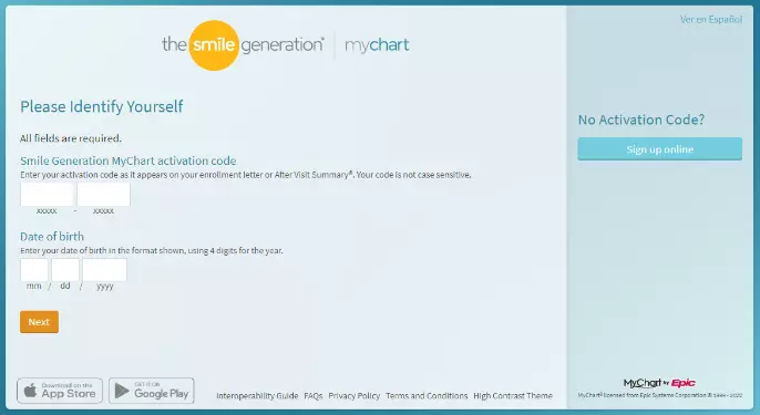 Smile Generation MyChart activation