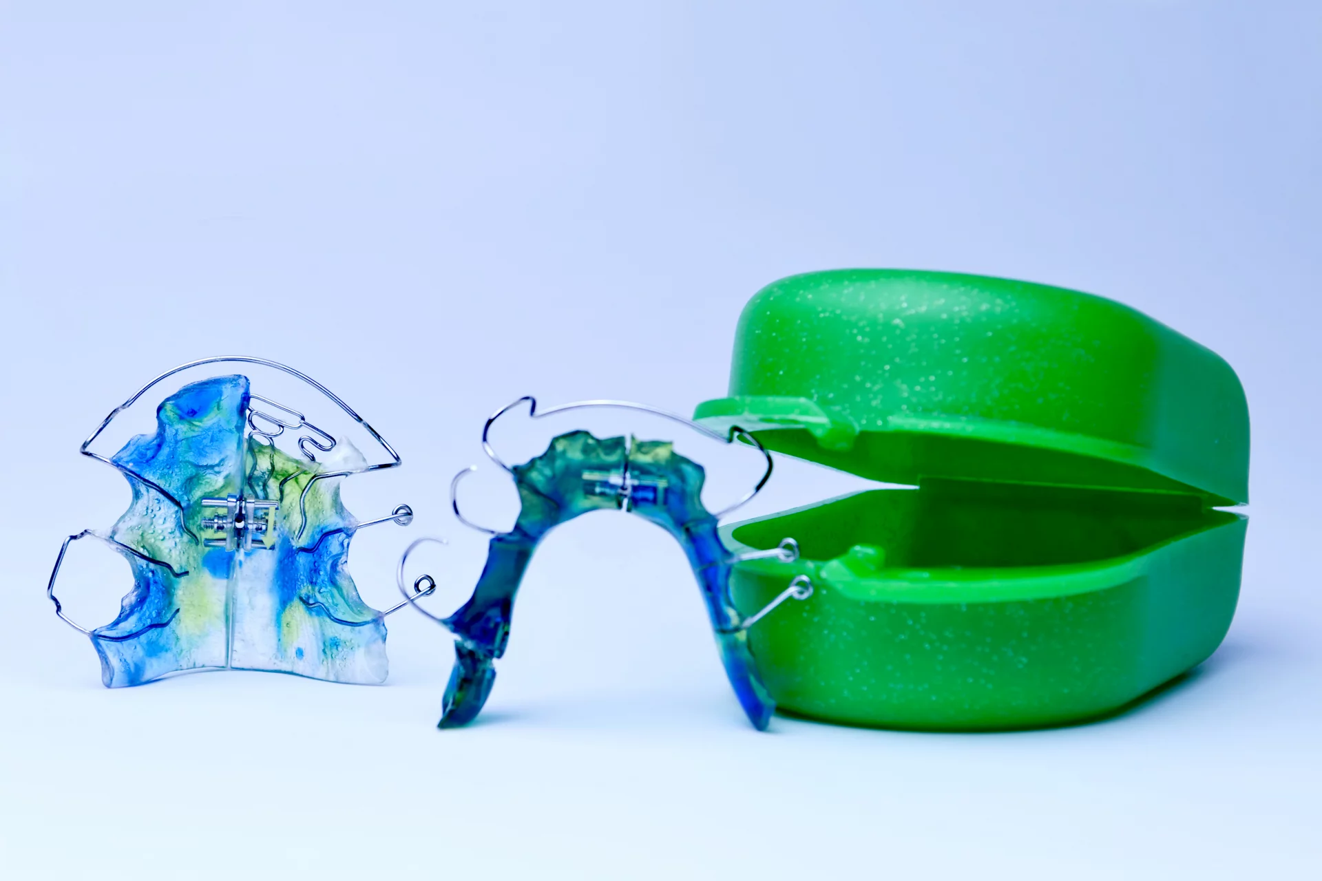 Dentist working on girl with braces