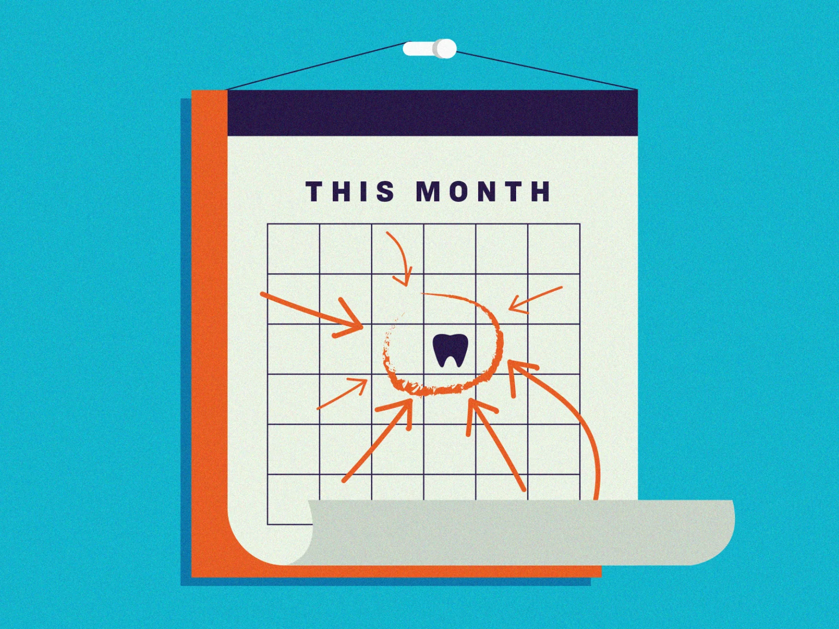 Illustration of a calendar with a dentist appointment circled
