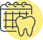 a calendar with a tooth infront of it