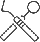 black and white crossed dental tools