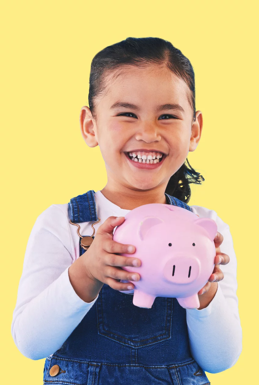 Girl with piggy bank