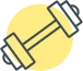 a single dumbbell with a yellow circle behind it