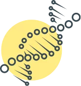 double helix with a yellow circle