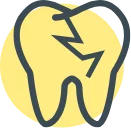 Tooth with gum disease icon