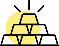 Gold bars stacked in a pyramid