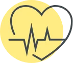 heartbeat with a yellow circle