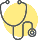 a beer mug filled with beer inside of a yellow circle.