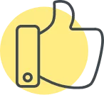 hand icon showing a thumbs up