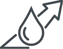 black and white up arrow and drop of blood