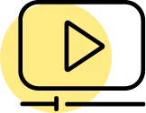 video player icon with a yellow circle inside it.