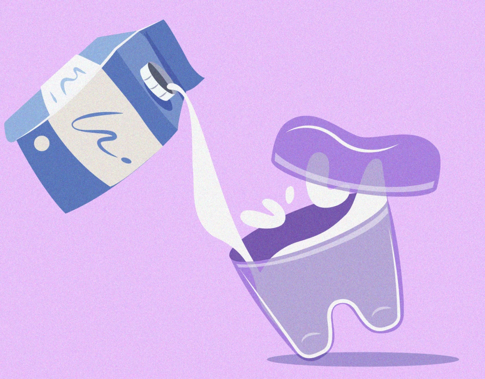 Carton filling a tooth with milk