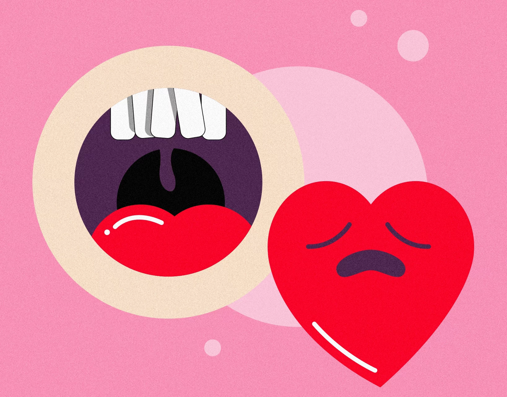 Illustration of a crooked teeth and a sad heart