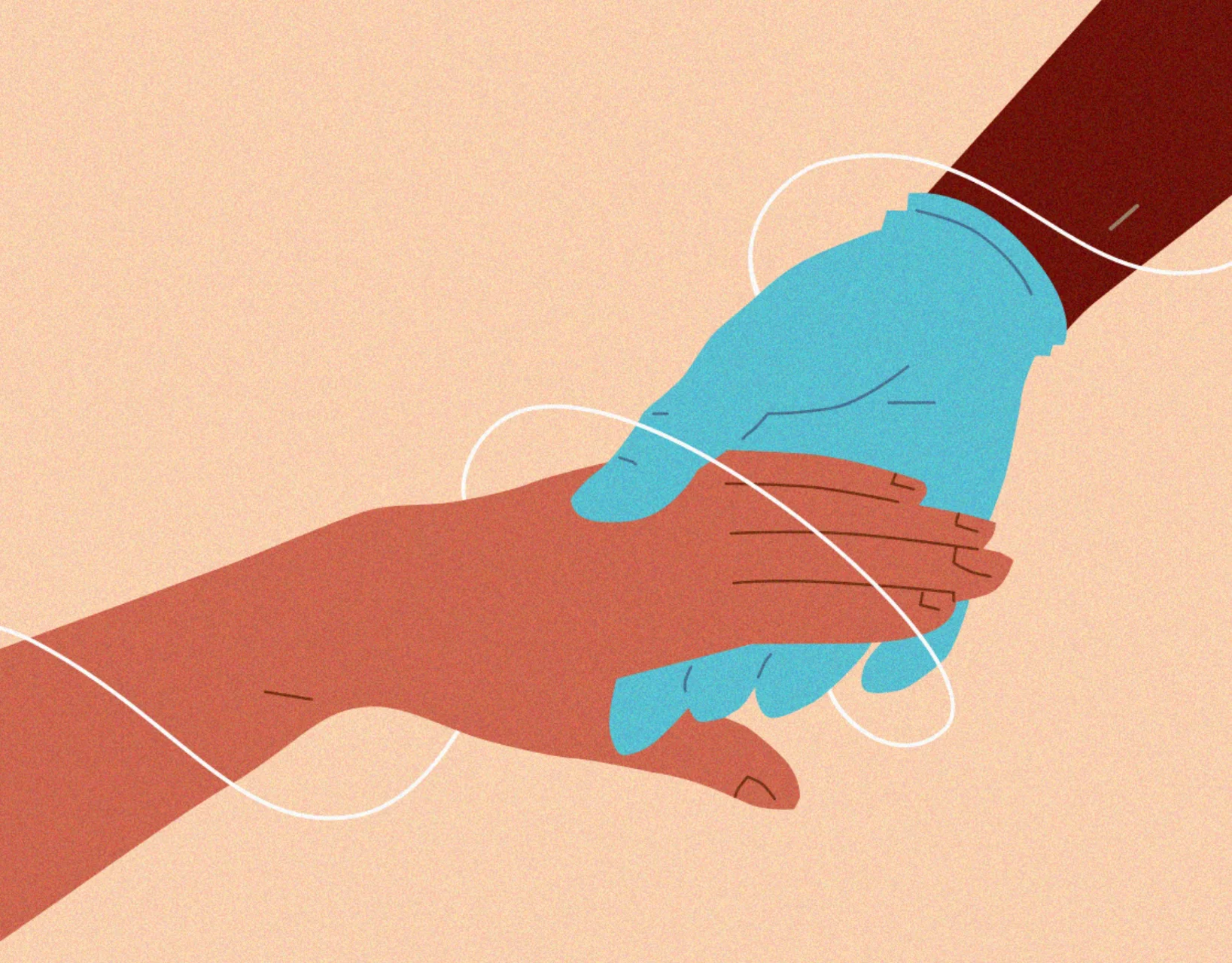 Dentist holding a patient's hand