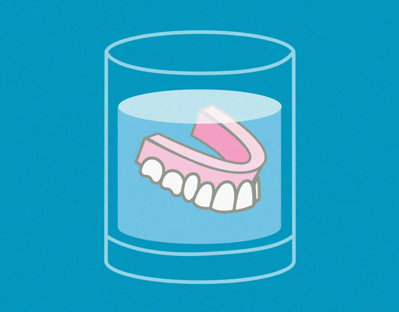 Top denture in glass of water